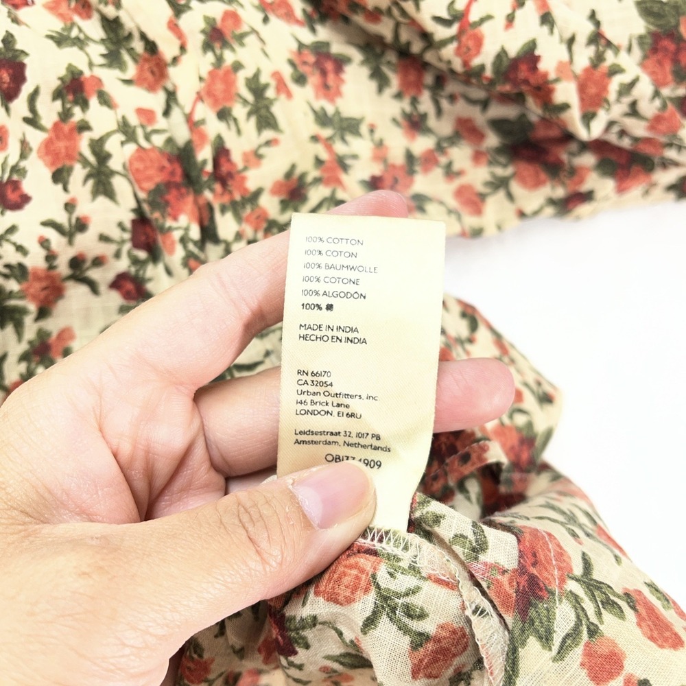 Free People Puff Sleeve Button Front Blouse Womens Medium Floral Cottagecore - Picture 12 of 14